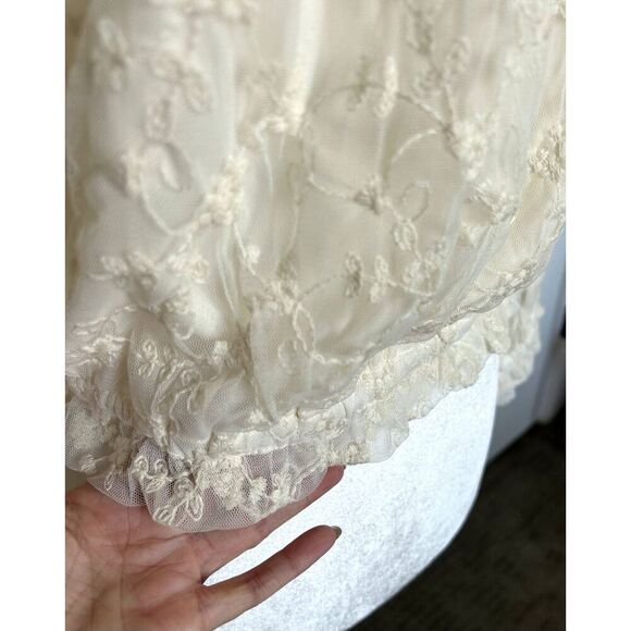 NWT EXPRESS Long Sleeve Lace Gathered Hem Crop Top Women's Size S - Picture 6 of 8